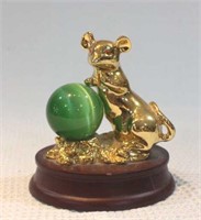 chinese gold-plated copper sculpture, wood base