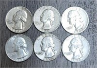 (6) U.S. Washington Quarters #3: 90% Silver