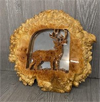 Curly Wood Deer Cutout Mirror