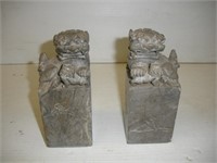 Hardstone Foo Dog Bookends  6 Inches Tall
