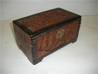 Vintage Wood Carved Box W/Handmade Dovetail Joints