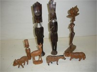 Carved Wood Figurines  Tallest - 15 Inches