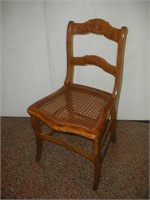 Vintage Wooden Chair W/Hand Woven Cained Seat