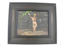 "Nude In Stream" Oil On Canvas