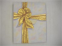 "Happy Birthday" Oil On Canvas Of A Gold Leaf Bow