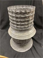 Two galvanized planters. 7 1/2 inches high 7 1/2