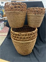 Set of three woven baskets. The big one is 9 1/2