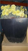 13" Outdoor planter with yellow fake flowers