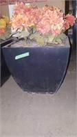 16" Outdoor planter with faux orange mums