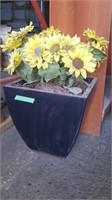 13" Outdoor planter with faux yellow daisies