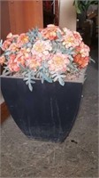 13" outdoor planter with faux orange flowers