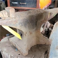 APPROX 150LB ANVIL W/2 HARDY TOOLS AND STUMP