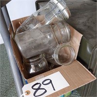 Glass Caning jars, some with lids