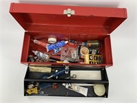 Metal Tool box with tools            (3)