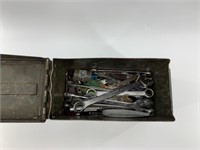 Metal ammo can with assorted end wrenches