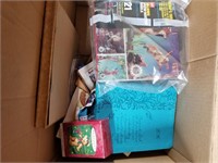 Lot with Christmas doll clothes in box, picture fr