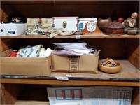 Shelf lot mini trunks with doll clothes, cd's, dol