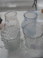 4 COLLECTIBLE GLASS PITCHERS