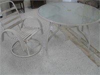 GLASS TOP PATIO TABLE AND CHAIR