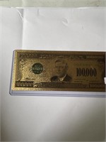 24 kt Gold $100,000 Wilson Bill in Protective Dis