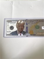 Silver $100 TRUMP Bill in Protective Display