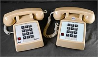 (2) VINTAGE PUSH BUTTON OFFICE TELEPHONES BEIGE