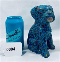 ADORABLE CLOISONNE BLUE ENAMEL DOG