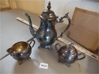 FB Rogers Silver Co 1883 Teapot, Creamer, Sugar