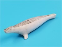 Old ivory carving of a seal with scrimmed back 4"
