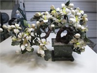 MARBLE BONZAI FLOWER TREE WITH MARBLE BASE