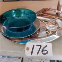 Silverplate and Glass Service Bowl