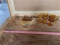 Assorted amber & other glassware