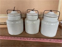 Antique Crock jars with lids
