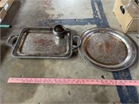 Metal Trays and Creamer