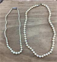 2 Strands of Vntg Pearls/Sterling & 14K Clasps