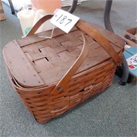 Wood Picnic Basket with handles