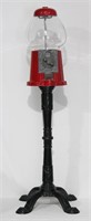 Metal Gumball Machine On Cast Iron Stand 38"h