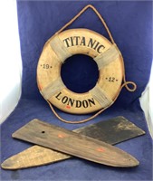 Titanic Life Ring Repro + 2 Old Pieces of Wood