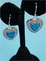 Sterling silver earrings with lab opal and CZ