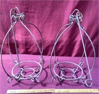 Pair of Weathered Iron Hanging Planters