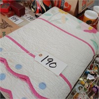 Quilted & appliqued twin bedspread