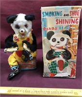 Vintage Toy, Smoking And Shoe Shining Panda Bear