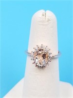 Sterling silver ring with morganite size 5 1/4