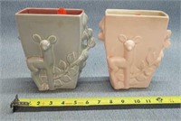 2- Redwing Pottery Deer Vases