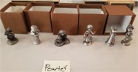 819 - 6 MINIATURE PEWTER FIGURINES