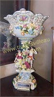 Dresden style porcelain figurine compote