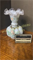 Fenton silvercrest handpainted melon vase