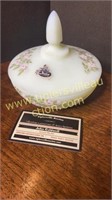 Fenton custard glass handpainted candy dish