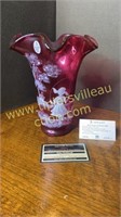 Fenton cranberry Mary Gregory blue bells and