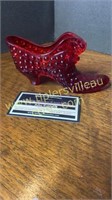 Fenton Ruby hobnail shoe